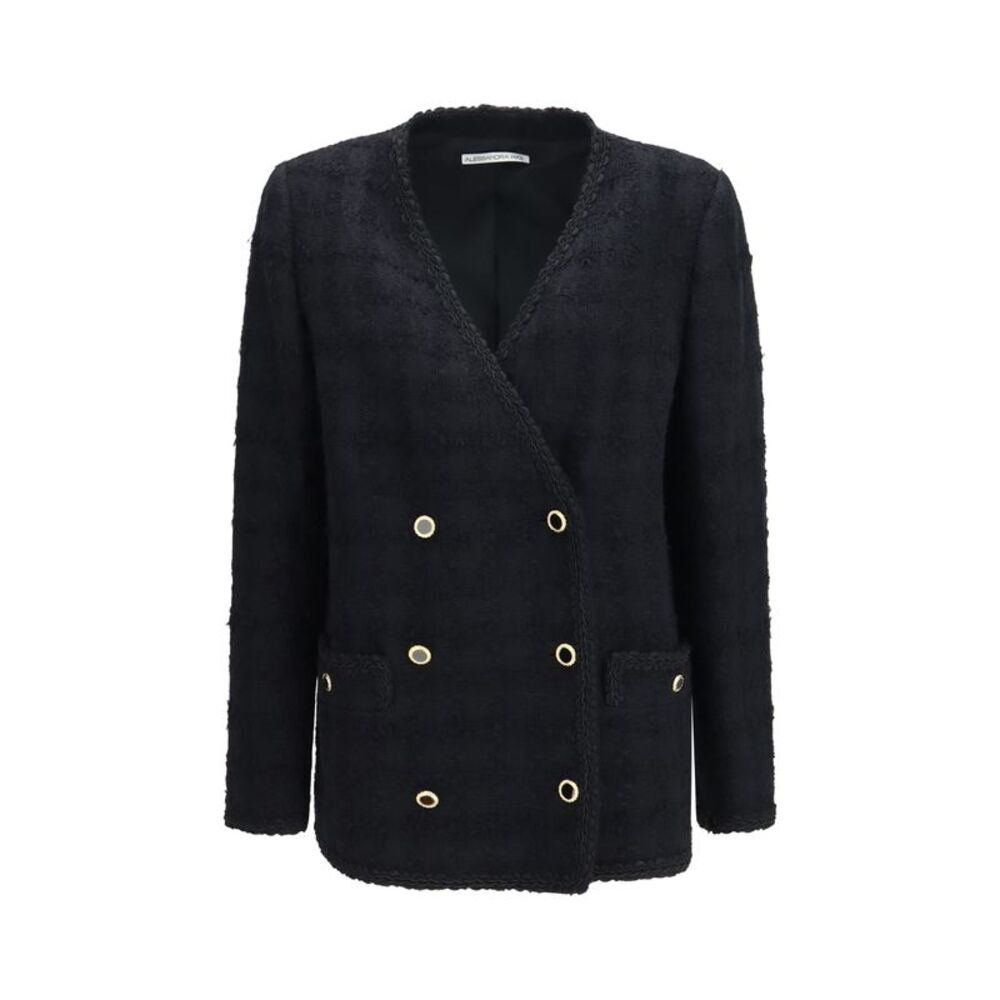 Alessandra Rich Women Double-Breasted Checked Bouclé Tweed Jacket